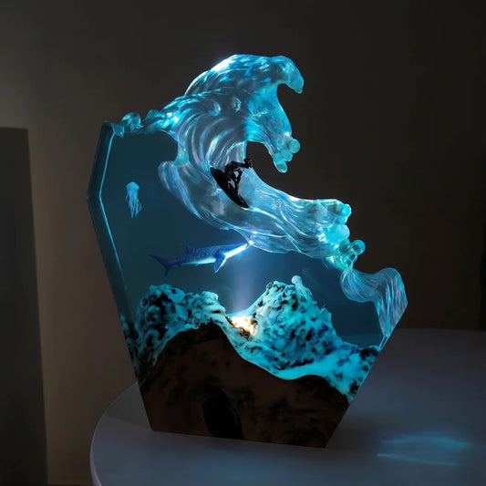 Handmade Oceanwave Resin Lamp